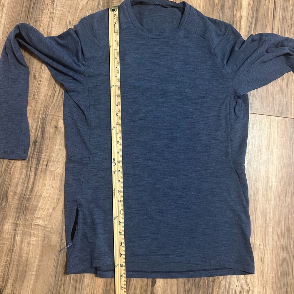 Lululemon Surge Warm Long Sleeve Shirt Moroccan Blue Black Men’s Medium M - Picture 10 of 11